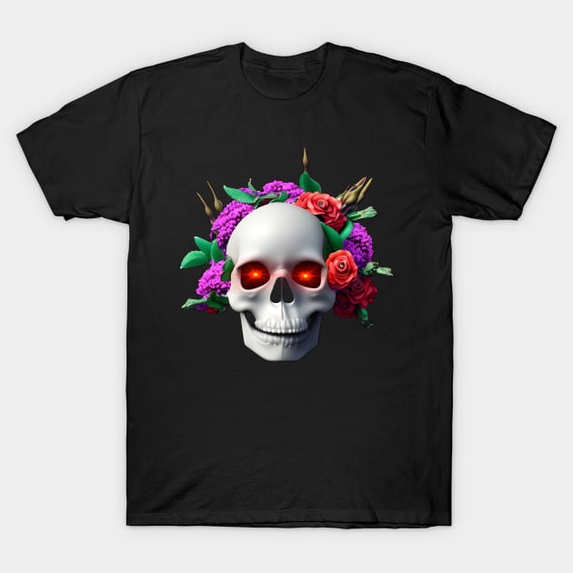 skull flowers T-Shirt by mdr design